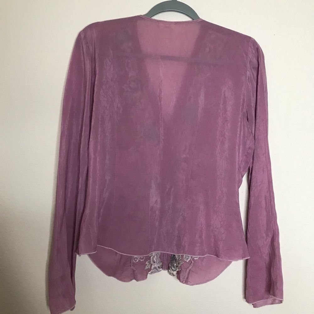 J Jill silk purple floral embroidered blouse‎ - Picture 5 of 6